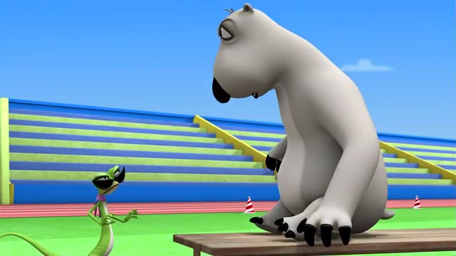 倒霉熊 绿蜥蜴与倒霉熊竞走比赛
