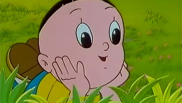 大头儿子替受伤的小鸽子包扎伤口,小鸽子的主人看到后做出了决定