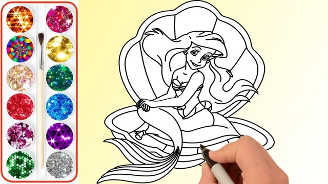 趣味简笔画:画漂亮美人鱼