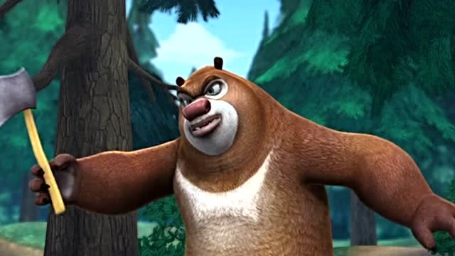 熊出没:熊大拿斧头打蜂窝