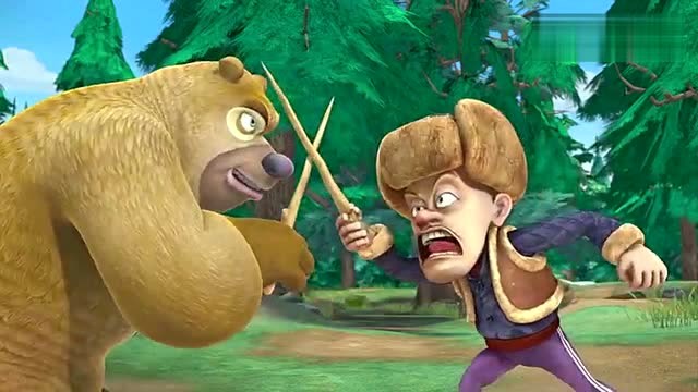 熊出没:熊二和光头强绅士之战,强哥的裤子滑落