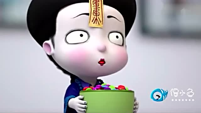 僵小鱼拿着糖吃看动画片