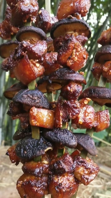 野外蘑菇烤肉,听说吃了蘑菇烤肉会回血,真的吗