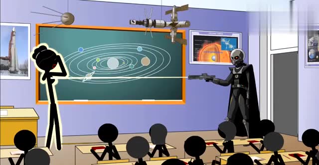 火柴人上学记:为了讲课效果逼真,居然请来了外星人?