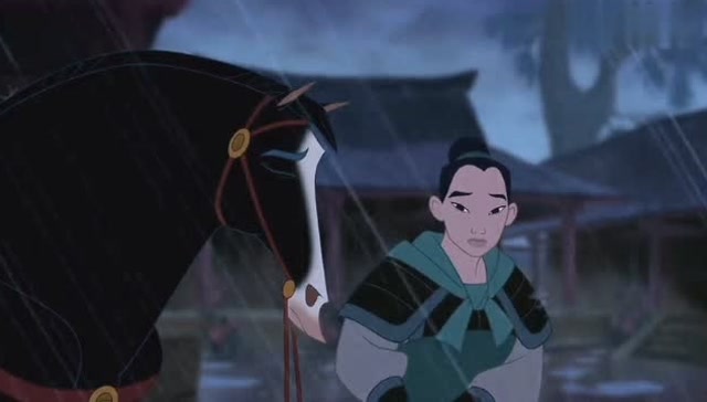 花木兰:木兰穿上父亲的铠甲战袍,骑着黑色战马出发了