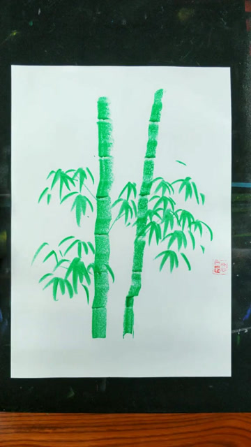蜡笔画竹,喜欢竹吗?