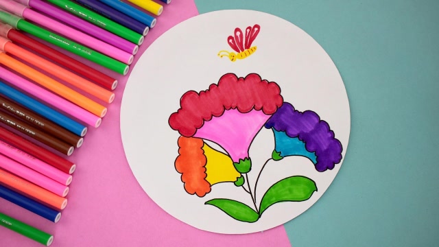 读儿歌轻松学画鸡冠花,简单好学真漂亮!