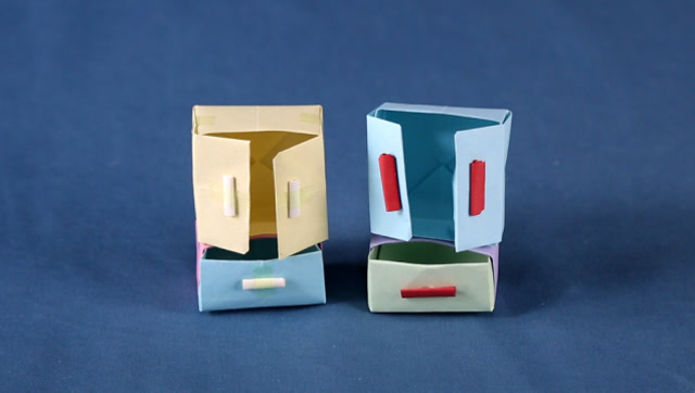 创意折纸迷你衣柜,都是用折纸做出来的,简单易学马上就可以学会