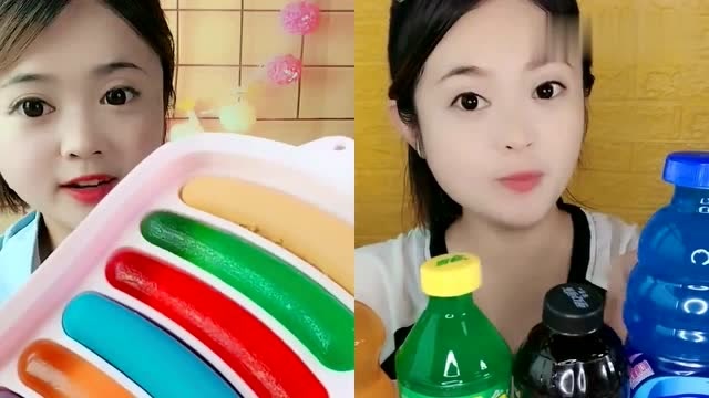 美女直播吃果冻香肠,果冻瓶子,一口下去超满足,是我向往的生活