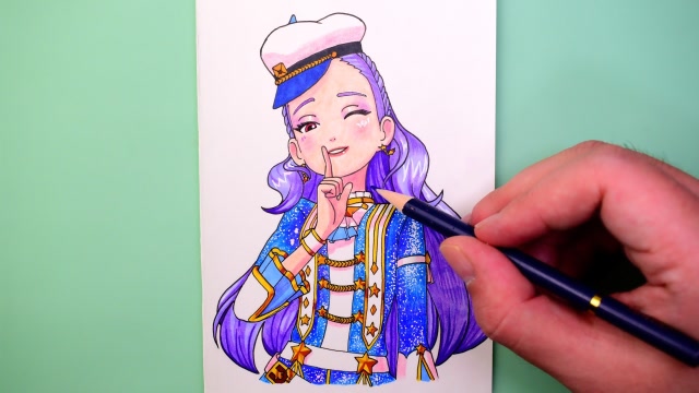 手绘身穿华丽制服装的宁雪艳,是不是很有气质呢