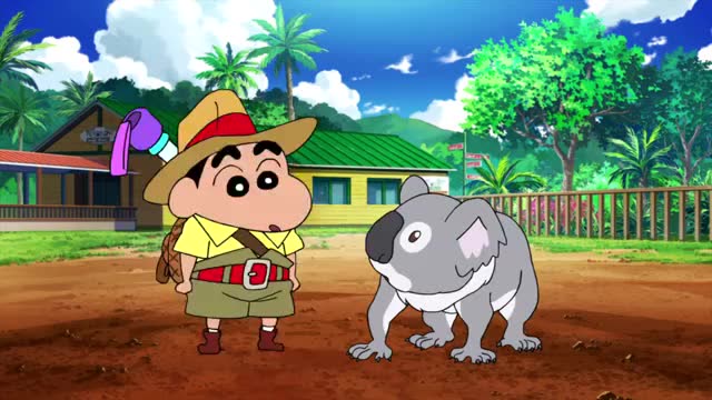 蜡笔小新:在考拉岛旅行的小新只用了几秒钟,就驯服了一只野生考拉