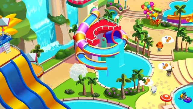 汤姆猫水上乐园:进入赛车滑道好开心哦!