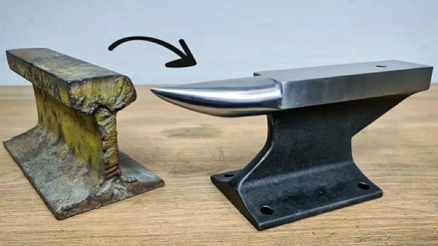 用钢轨制作砧子,看到成品外观漂亮结实,都不舍得用了!