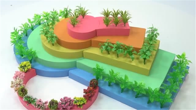 diy手工达人教你用彩色粘土制作漂亮的彩虹山花园