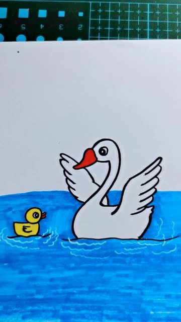 儿童简笔画,画丑小鸭与白天鹅