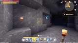 迷你世界奥特曼：赛罗奥特曼在矿洞墙壁上挖蓝钻石
