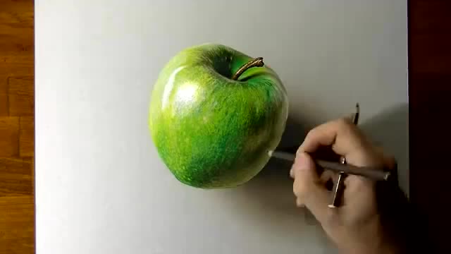 牛人绘制3d苹果,好逼真啊