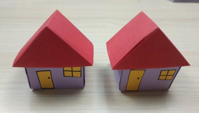 用正方形的纸折小房子图片