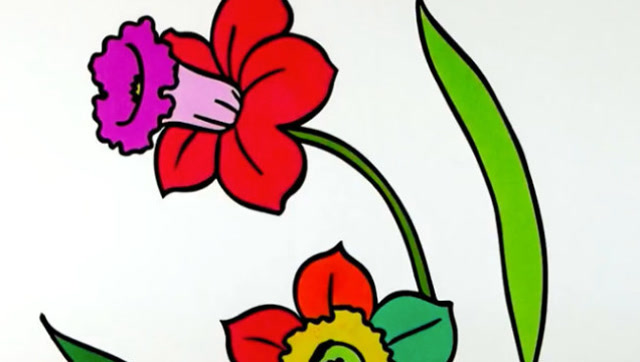 小小水仙花的简笔画儿歌视频