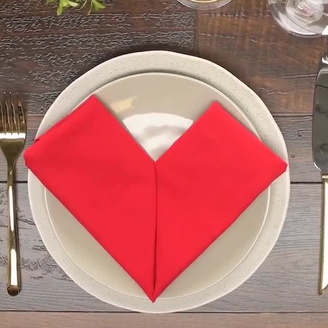 [爱手工]餐巾折叠玫瑰花,心