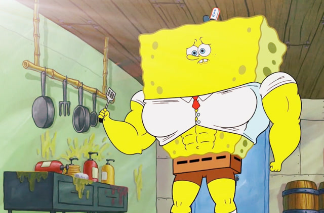 海绵宝宝励志锻炼身体!办公室坐久了就是肚子大