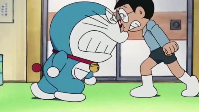 大雄与哆啦a梦吵架,很生气离家出走