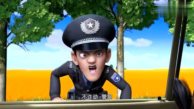 熊出没 光头强把刀子弄到警察头上 这下真的的有口莫辩了!