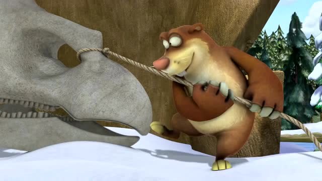 熊出没:地鼠偷出恐龙化石,但骑上去有点晕车