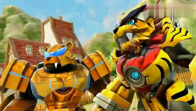 猪猪侠:铁拳虎和石甲熊联手大战烈炎!幻影平息双方战斗,好酷!