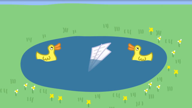 小梗简笔画佩奇的纸飞机掉进了小鸭子的池塘里纸飞机还能飞吗