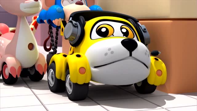 布隆家族动画片胖胖到恐龙机器的身上关掉按钮恐龙机器就停止了