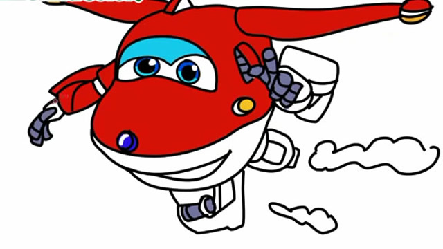 儿童涂色画:红色超级飞侠画画