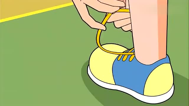 围裙妈妈给大头的新鞋大头不会系鞋带!