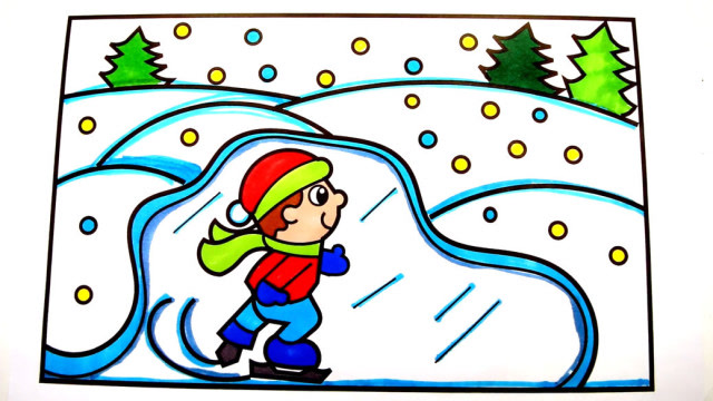 冬季滑雪运动员简笔画儿歌