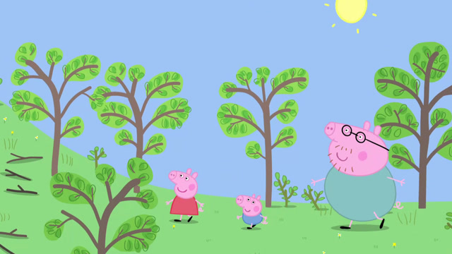 小猪佩奇和乔治听猪爸爸讲大树爷爷的故事