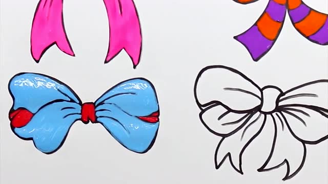 彩色蝴蝶结画画教程,快和孩子们一起来绘制吧