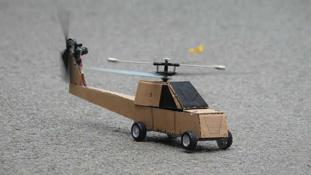 牛人用纸板制作的直升机,飞起来那一刻我真的服了