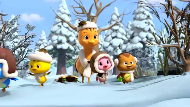 萌鸡小队 :冬天到了萌鸡和美佳妈妈一起去玩雪橇了