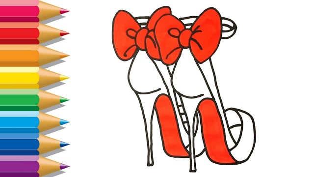 儿童涂色画:高跟鞋画画