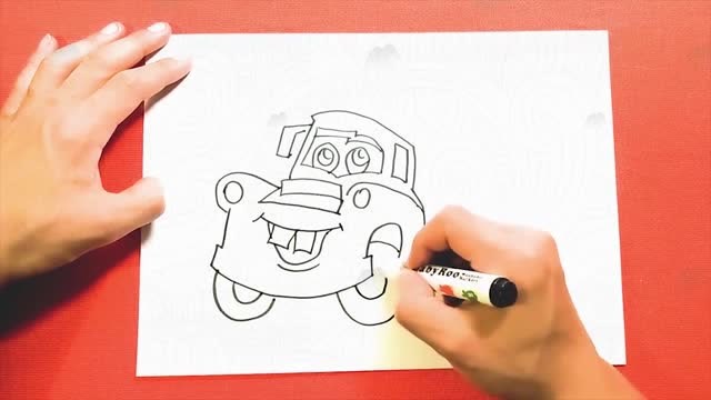 儿童卡通简笔画教程:汽车总动员拖车板牙