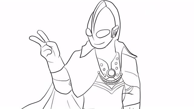 帅气的佐菲奥特曼儿童卡通简笔画