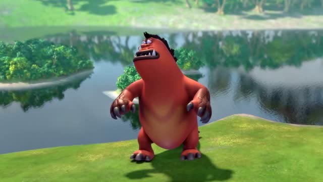 小鸡阿花带着小头爸爸飞上天,用意念笔画出了更大的怪兽!