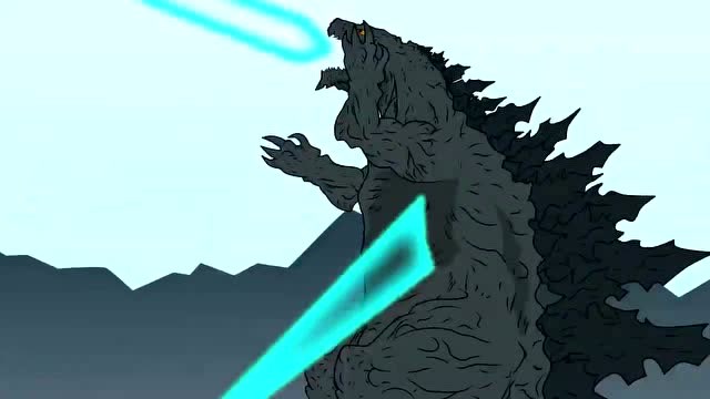 哥斯拉喷射原子吐息,毁灭同类 动漫特效