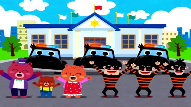 碰碰狐汽车城  工程车警车去抓小偷消防车灭火