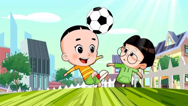 大头儿子和好朋友一起分享泡泡糖,足球,玩具