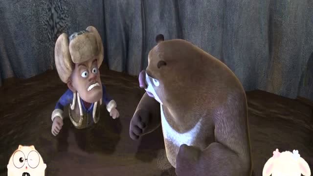 熊出没:光头强和熊大打架不小心掉进泥潭,可把熊二愁坏了