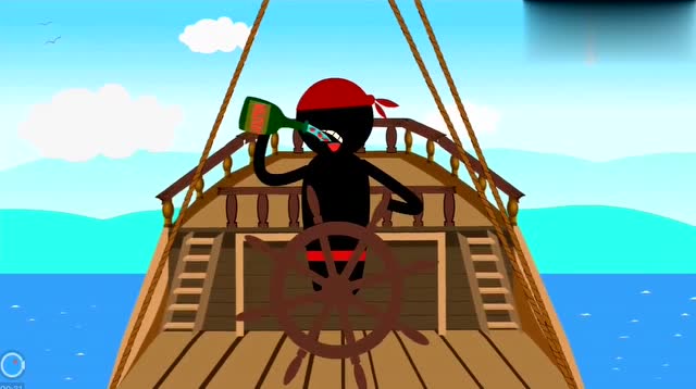 火柴人喝酒后开船,撞上大堡礁了,这下红胡子海盗船长发飙了