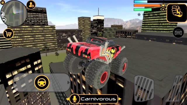 飞天超能英雄:飞车表演,驾驶巨轮大脚车从楼顶冲向另一个屋顶