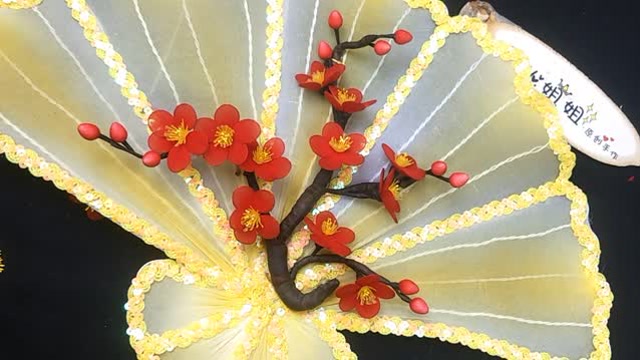 丝网花扇子之梅花制作教程 雨儿姐姐原创手工