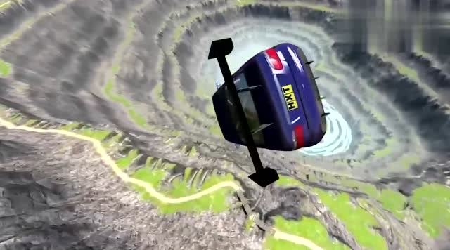 beamng:老式公交车开足马力飞跃冲进超大水漩涡,画面好酸爽啊